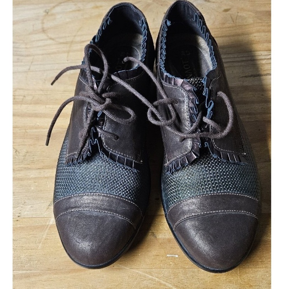 NAOT Yama Leather Suede Oxford Shoes Cap-Toe Ruffled Women Sz 38/L7